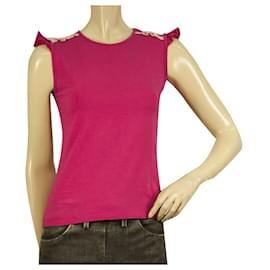 Burberry-Burberry Fuchsia Pink Sleeveless Fitted T- Shirt Top 14 yrs girl or Women XS-Fuschia