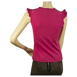 Burberry-Top t-shirt aderente senza maniche rosa fucsia Burberry 14 anni ragazza o donne XS-Fuschia