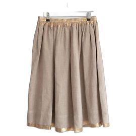 Weekend Max Mara Saia de linho com acabamento em pintura dourada Weekend MaxMara Bege