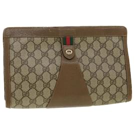 Gucci-GUCCI GG Canvas Web Sherry Line Clutch Bag Beige Red Green 89 01 033 Auth th3487-Red,Beige,Green