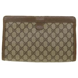 Gucci-GUCCI GG Canvas Web Sherry Line Clutch Bag Beige Red Green 89 01 033 Auth th3487-Red,Beige,Green