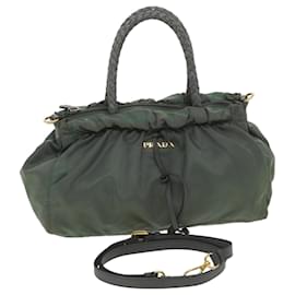 Prada-PRADA Shoulder Bag Nylon 2way Khaki Auth bs4556-Khaki