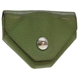 Hermès-HERMES Le Van Cator Coin Purse Leather Green Auth bs4656-Green