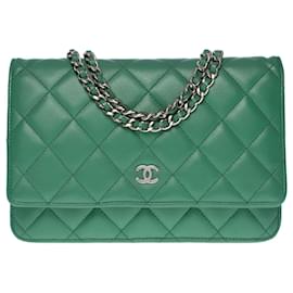 Chanel-CHANEL Wallet on Chain Bag in Green Leather - 101006-Green