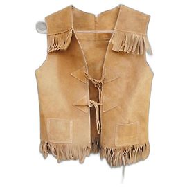 Autre Marque chaleco de cuero vintage talla S Marrón claro