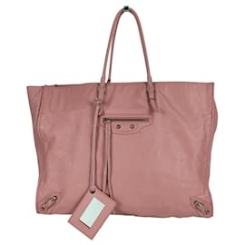 Balenciaga-Balenciaga PAPIER A4 shopper bag in pink leather-Pink