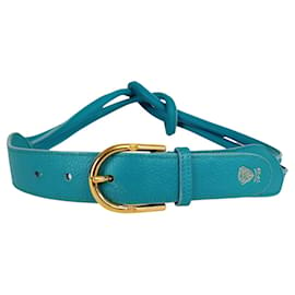 Gucci-Gucci vintage women's belt in woven leather-Turquoise