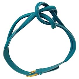 Gucci-Gucci vintage women's belt in woven leather-Turquoise