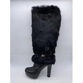 LOUIS VUITTON Boots T.EU 38 Fur Black ref.868373 - Joli Closet