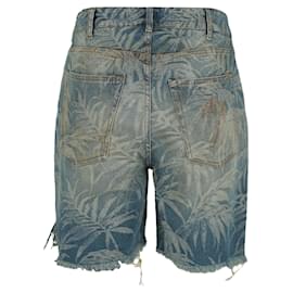 Palm Angels-Palm Angels Jungle Denim Shorts-Blue
