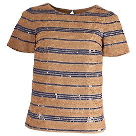 Top Tory Burch com miçangas e lantejoulas em algodão bege Bege