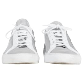 Autre Marque-Common Projects Achilles Low Top Sneakers in Silver Leather-Silvery,Metallic