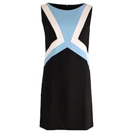 Emilio Pucci-Emilio Pucci Shift Dress with Blue and White Panel in Black Wool-Black