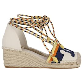 Tory Burch-Tory Burch Laguna 60 Espadrille Wedge in Multicolor Canvas-Multiple colors