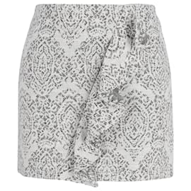 Maje-Maje Ruffle Mini Skirt in Grey Cotton-Grey