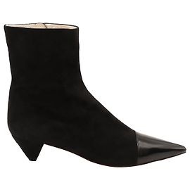 Stivaletti a punta Tod's in camoscio e pelle neri Nero