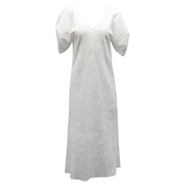 Autre Marque-Mara Hoffman Gracen Puff-Sleeve Dress in White Cotton-White,Cream