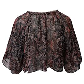 Iro-Iro Anida Transparente Crop-Bluse mit Paisley-Muster aus mehrfarbiger Viskose-Mehrfarben