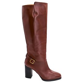 Botas até o joelho Tod's em couro marrom Marrom Vermelho