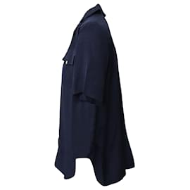 Ganni-Ganni Button-Down-Kurzarmhemd aus marineblauer Viskose-Marineblau