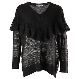 Stella Mc Cartney Stella McCartney Strickpullover mit Rüschen aus schwarzem Mohair Schwarz