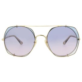 Chloé Square-Frame Metal Sunglasses Golden Metallic