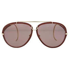 Chloé Aviator-Style Metal Sunglasses Red