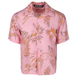 Camicia da bowling con palme astratte Palm Angels Rosa