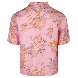 Palm Angels-Palm Angels Abstract Palms Bowling Shirt-Pink