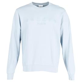 Sandro-Sandro Paris Logo Embroidered Sweatshirt in Light Blue Organic Cotton -Blue,Light blue