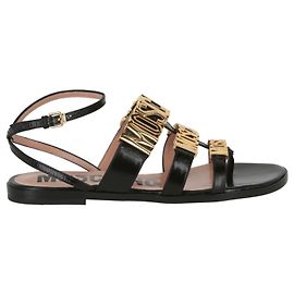 Sandali Moschino con logo in metallo degradè Nero