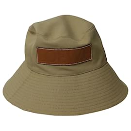 Loewe-Loewe x Paula's Ibiza Leather-Trim Bucket Hat in Beige Cotton -Beige