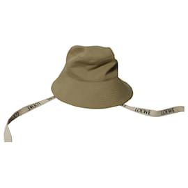 Loewe-Loewe x Paula's Ibiza Bucket Hat mit Lederbesatz aus beiger Baumwolle-Beige
