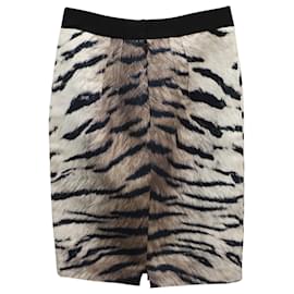 Giambattista Valli-Giambattista Valli Tiger Print Pencil Skirt in Brown Cotton-Brown