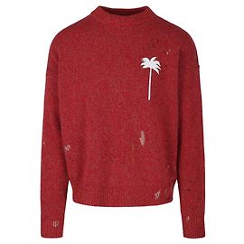 Palm Angels Bemalter Pullover aus Kaschmirmischung Rot