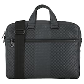 Bottega Veneta-Bottega Veneta Intrecciato Leather Messenger Bag-Grey