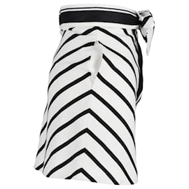 Maje-Maje Jonson Striped Asymmetrical A-Line Mini Skirt in White Viscose-Other