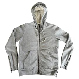 Balmain-Hooded cotton fleece sweatshirt-Grey