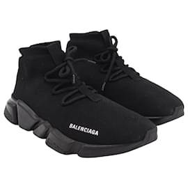 Balenciaga-Balenciaga Speed Lace Up Sneakers in Black Polyester -Black