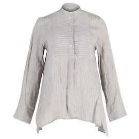 Acne Studios Striped Flared Blouse in Multicolor Linen Other Python print