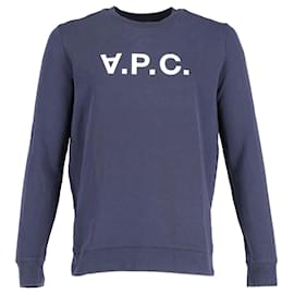 Apc-a.P.C Logo Sweatshirt in Navy Blue Cotton-Navy blue