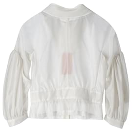 Comme Des Garcons-Comme des Garcons Cropped Blouse in White Polyester-White