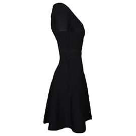 Alexander Mcqueen-Alexander McQueen Cap Sleeve Peplum Dress in Black Cotton-Black