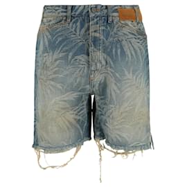Palm Angels-Palm Angels Jungle Denim Shorts-Blue