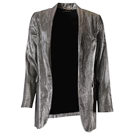 Gucci-Gucci Shawl Collar Blazer in Silver Rayon-Silvery
