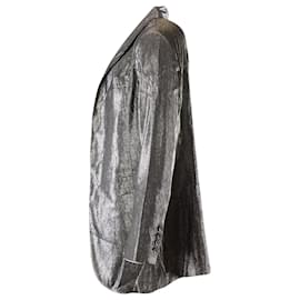 Gucci-Gucci Shawl Collar Blazer in Silver Rayon-Silvery