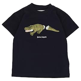 Palm Angels-Palm Angels Crocodile Graphic T-Shirt-Blue