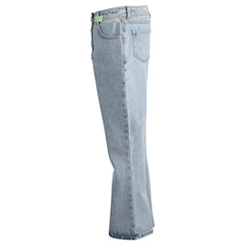Balmain-Balmain Jeans de cintura baixa com aplicações em algodão azul claro-Azul,Azul claro