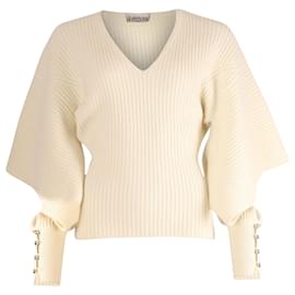 Lanvin-Lanvin Sweater with Cutout Sleeves in Cream Cashmere-White,Cream