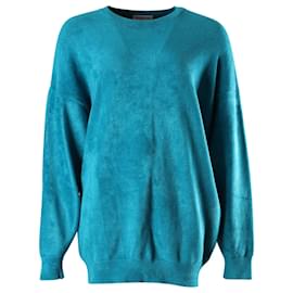 Balenciaga-Balenciaga Oversize Sweater in Teal Blue Polyester-Blue
